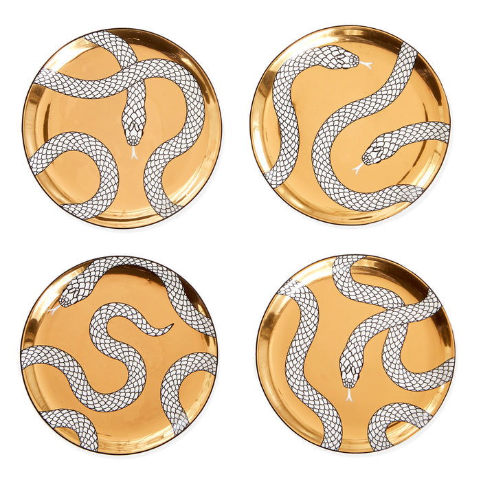 eden coasters porcelain gold black white - front view