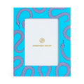 Blue frame with snake pattern and Jonathan Adler logo