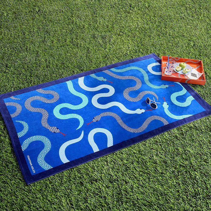 eden lacquer tray orange with beach towel styled shot
