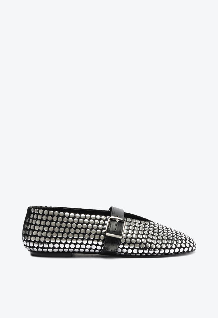 Eiza Studs Ballet Flat 5 Black Suede - Schutz Shoes