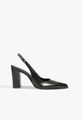 Eleanor Sling Welt Leather Pump 5 Black Leather - Schutz Shoes