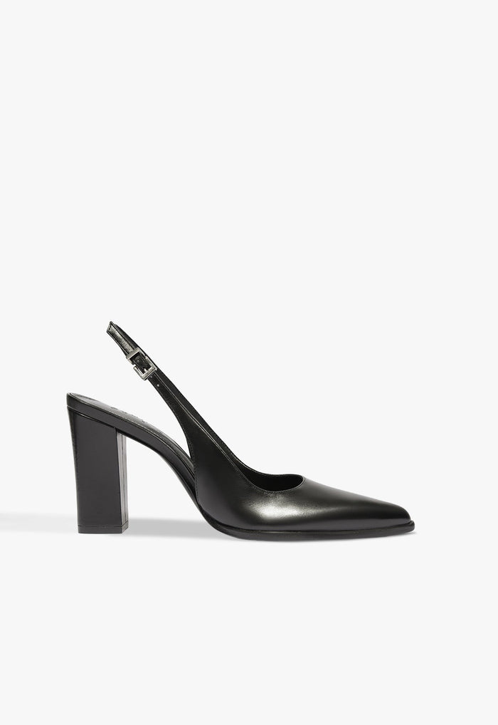 Eleanor Sling Welt Leather Pump 5 Black Leather - Schutz Shoes