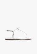Elsha Flat Sandal 5 Silver Metallic Leather - Schutz Shoes