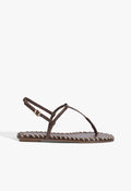 Elsha Sewing Leather Sandal 5 Chestnut Brown Leather - Schutz Shoes