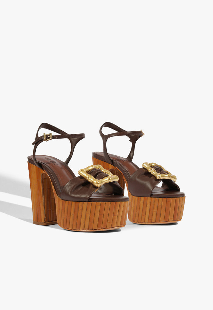Enola Bamboo Leather Platform Sandal - Schutz Shoes