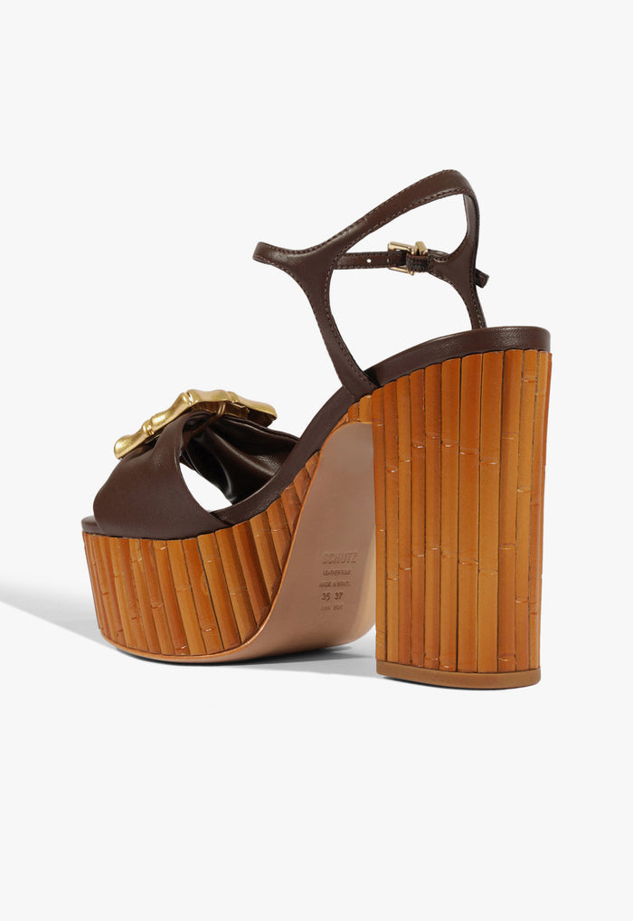 Enola Bamboo Leather Platform Sandal - Schutz Shoes