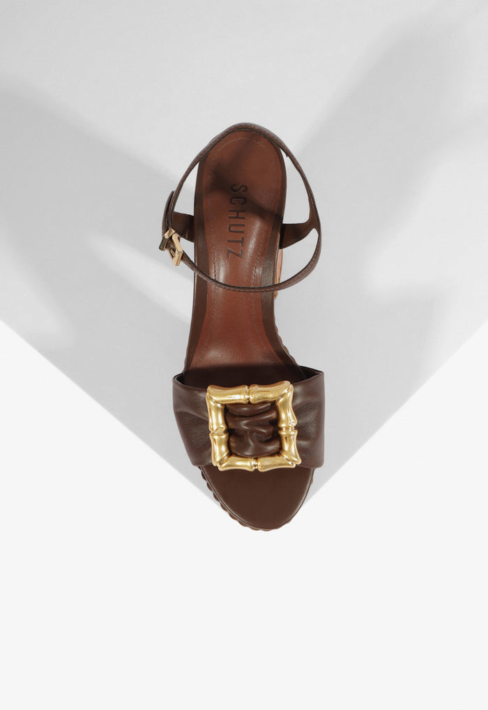 Enola Bamboo Leather Platform Sandal - Schutz Shoes