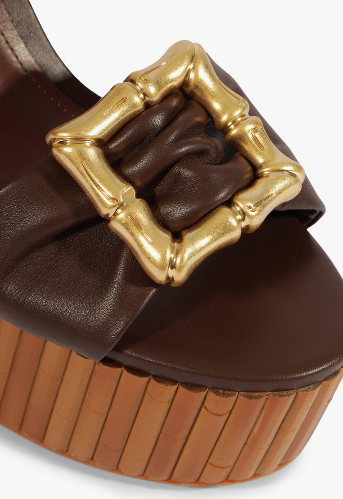 Enola Bamboo Leather Platform Sandal - Schutz Shoes