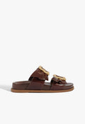 Enola Bamboo Leather Sporty Sandal 5 Root Brown Leather - Schutz Shoes