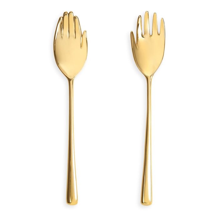 eve serving set brass - front view
