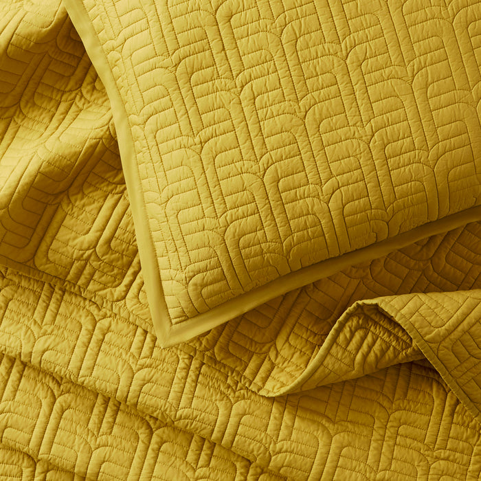 everywhere cotton sham cotton cambric ochre - front view