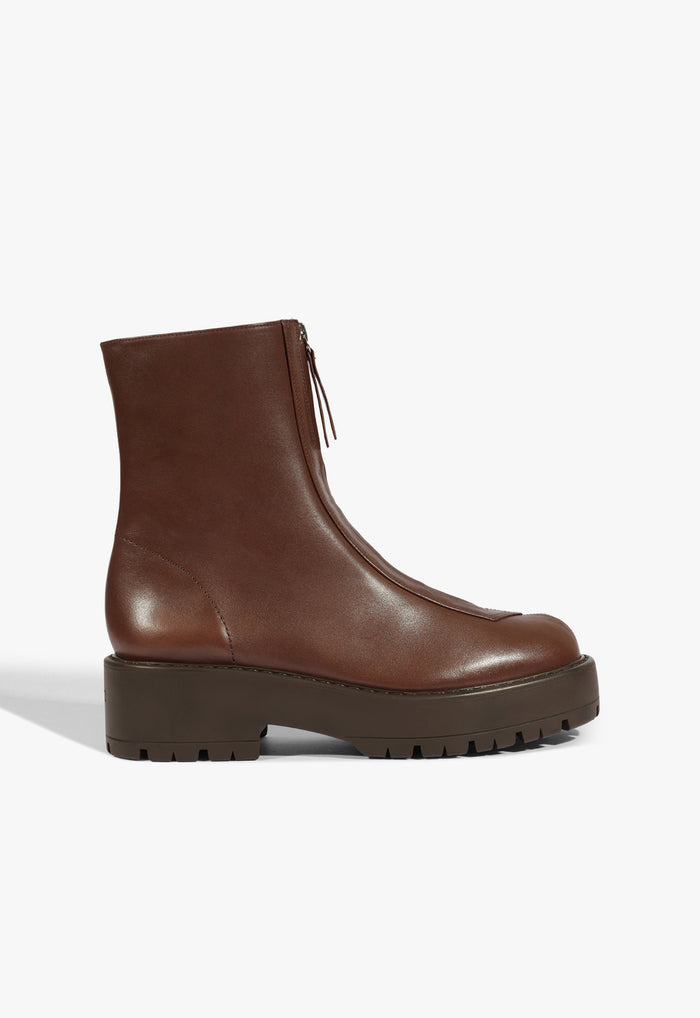 Farrah Leather Bootie 5 Root Brown Leather - Schutz Shoes