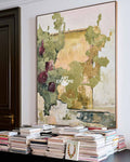 Abstract Floral Garden Canvas Painting With Purple And Green Tones