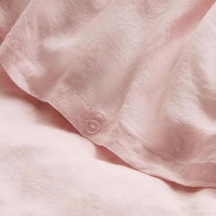 getaway linen duvet set blush - detail view