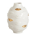 gilded gala round vase porcelain white accents gold - front view