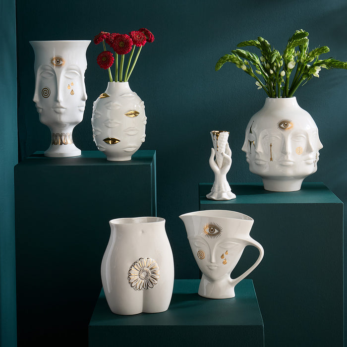 gilded giuliette pitcher porcelain white gold holiday shot