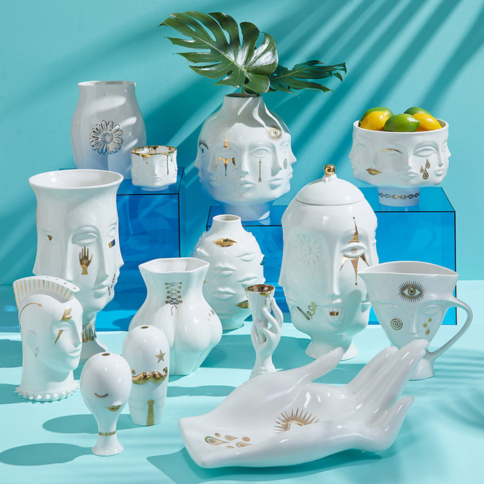 Gilded Mr Mrs Salt and Pepper Set - angle view