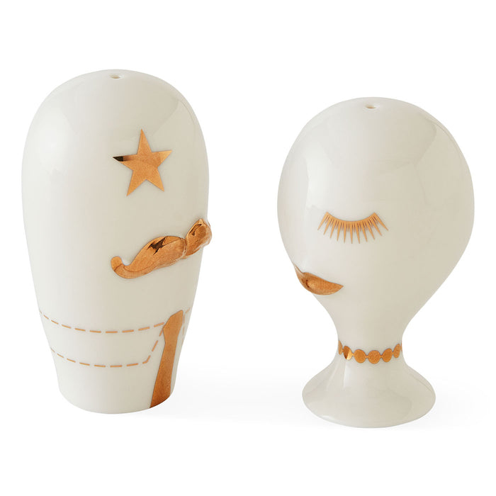Gilded Mr Mrs Salt and Pepper Set - box view