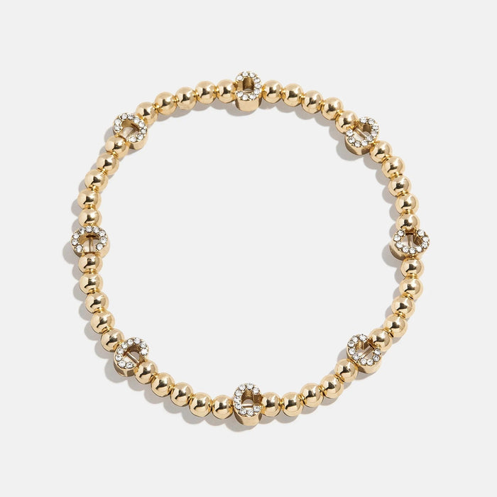 Gold/Pavé Repeating Initial Pisa Bracelet - C