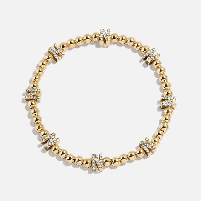 Gold/Pavé Repeating Initial Pisa Bracelet - N