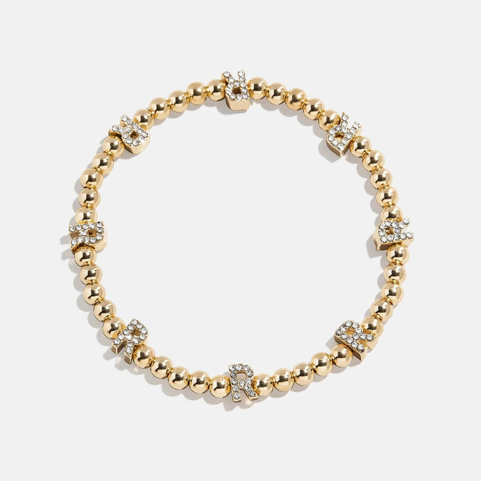 Gold/Pavé Repeating Initial Pisa Bracelet - R