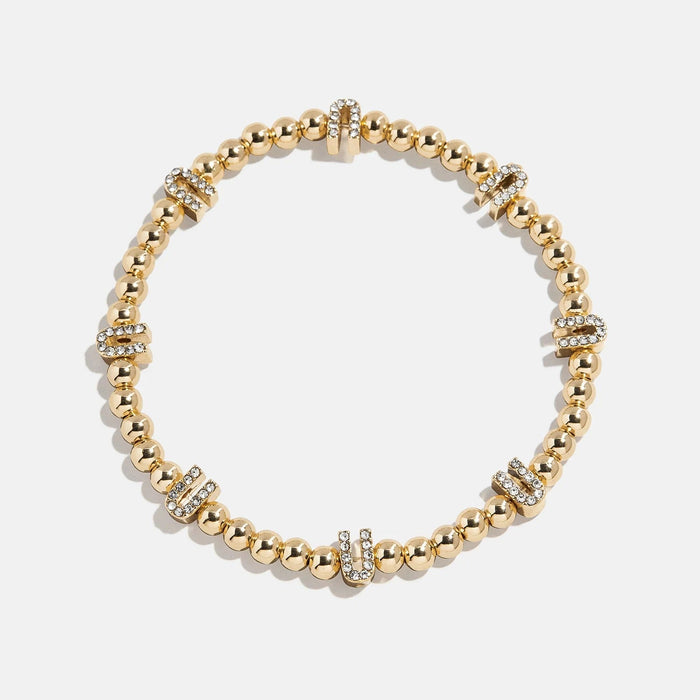 Gold/Pavé Repeating Initial Pisa Bracelet - U