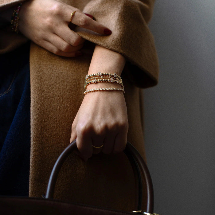 Gold/Pavé Repeating Initial Pisa Bracelet - X
