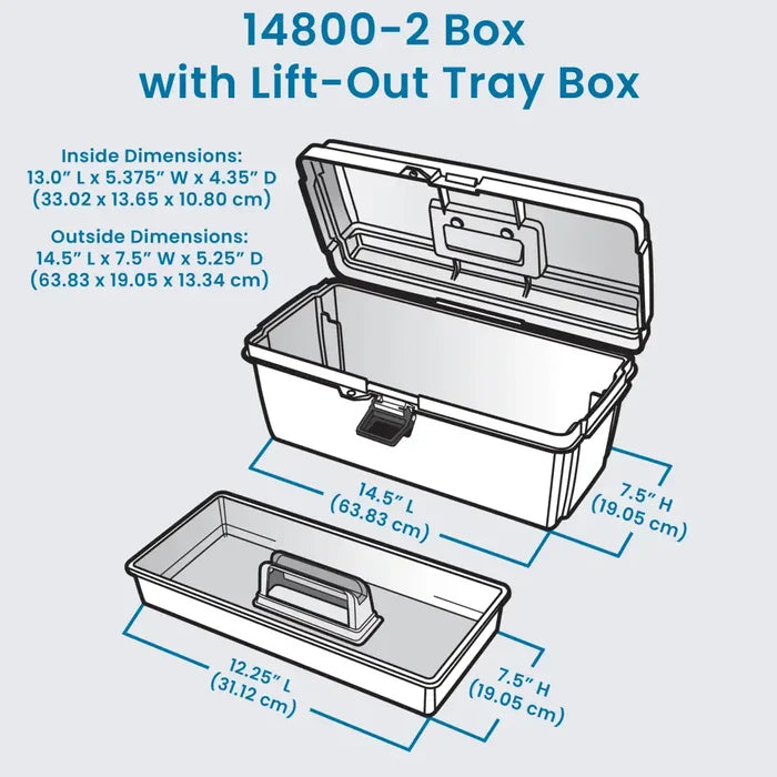Gray Utility Box 6744HS (14800-2) with Open Interior & Lift-Out Tray