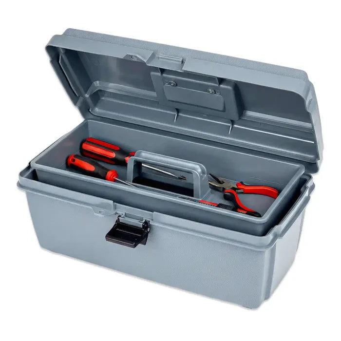 Gray Utility Box 6748HS (17800-2) with Open Interior & Lift-Out Tray