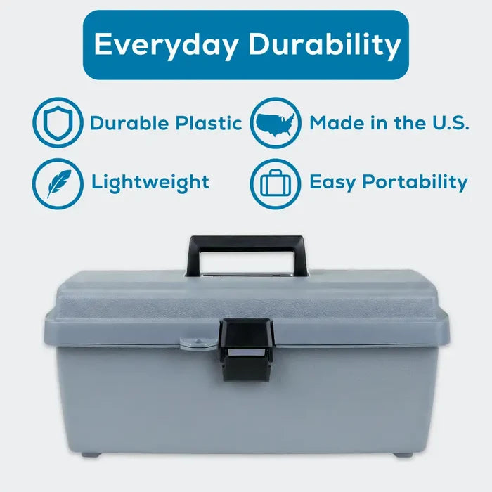 Gray Utility Box 6748HS (17800-2) with Open Interior & Lift-Out Tray