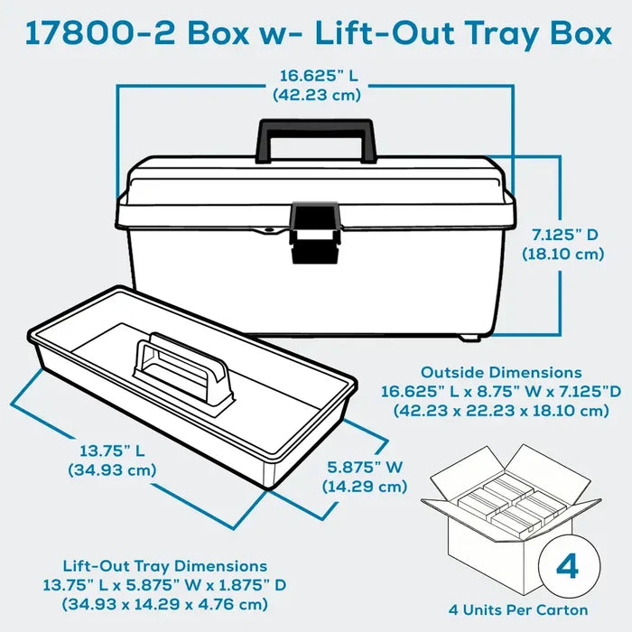 Gray Utility Box 6748HS (17800-2) with Open Interior & Lift-Out Tray