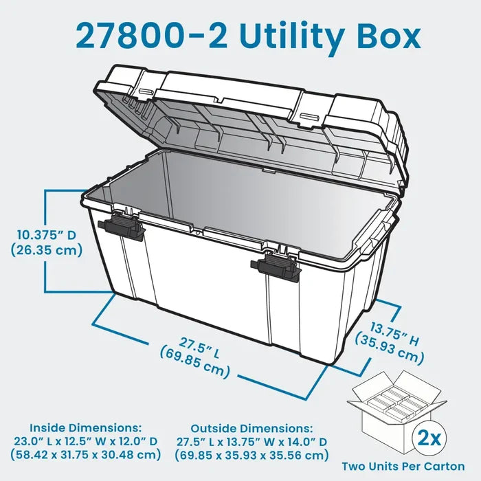 Gray Utility Box 6754TC (27800-2) with Open Interior & Lift-Out Tray