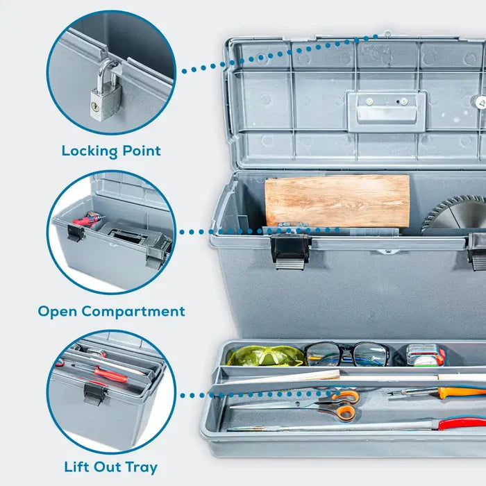 Gray Utility Box 6759HS (23800-2) with Open Interior & Lift-Out Tray