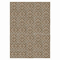 greek key reversible peruvian flat weave rug brown 8x10 - front view