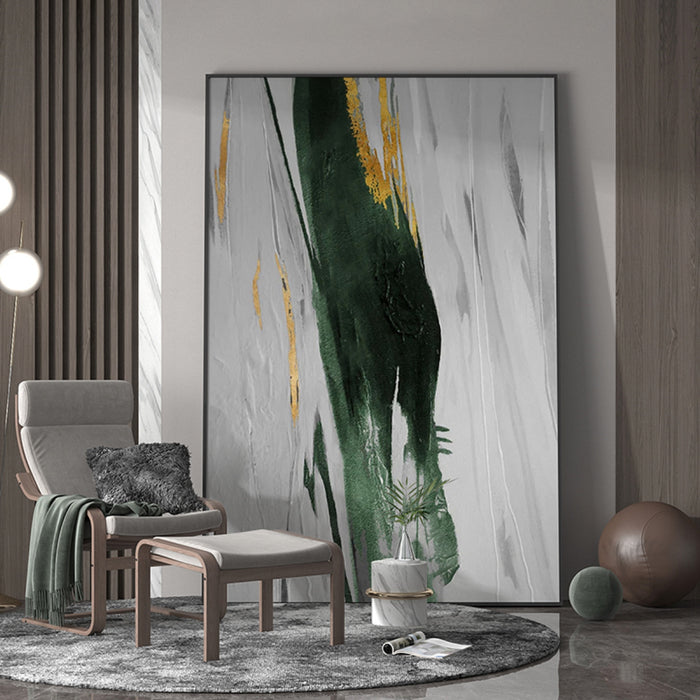 Large Green And Gold Abstract Wall Art Framed Abstract Art Green Abstract Painting Impressionism Abstract