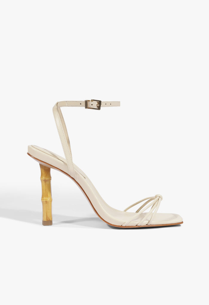 Haven Bamboo Leather Stiletto Sandal 5 Egg Shell Leather - Schutz Shoes