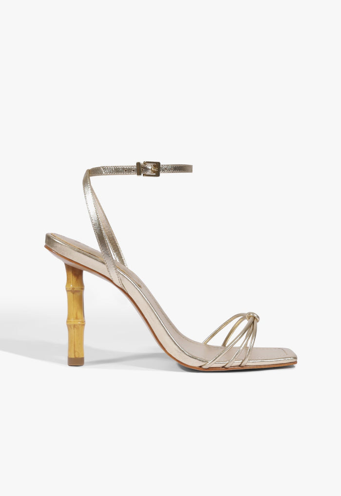 Haven Bamboo Leather Stiletto Sandal 5 Platinum Metallic - Schutz Shoes