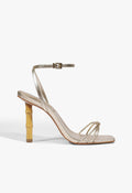 Haven Bamboo Leather Stiletto Sandal 5 Platinum Metallic - Schutz Shoes