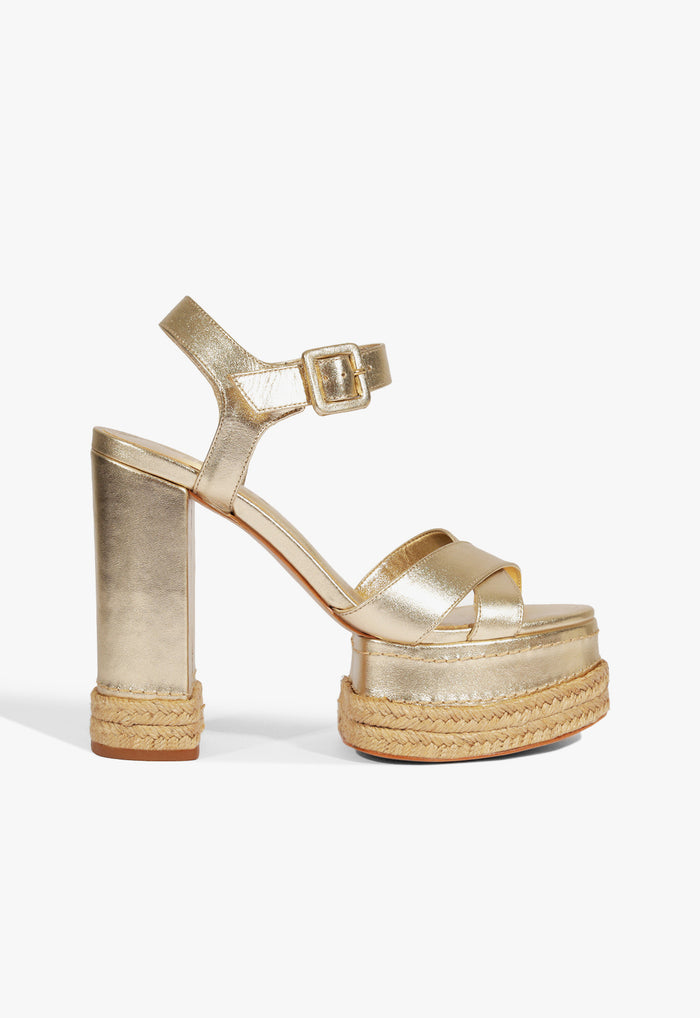 Hilda Rope High Metallic Sandal 5 Platinum Metallic - Schutz Shoes