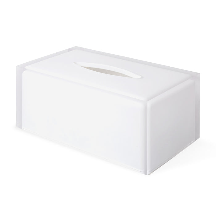 hollywood long tissue box acrylic white clear - angle view
