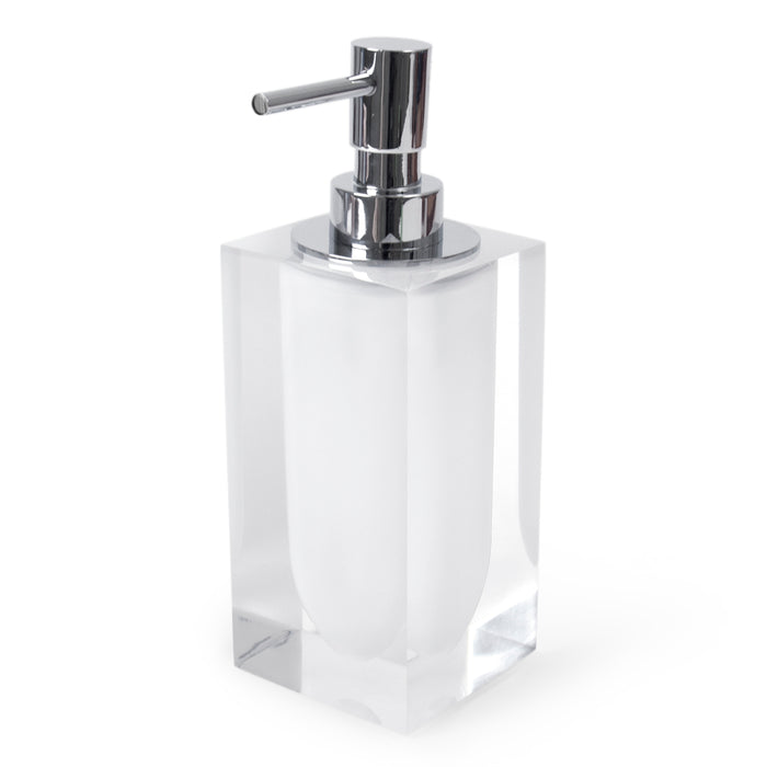 hollywood soap dispenser acrylic clear white - angle view