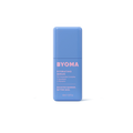 A light blue rectangular bottle of BYOMA Hydrating Serum centered on a solid dark green background.