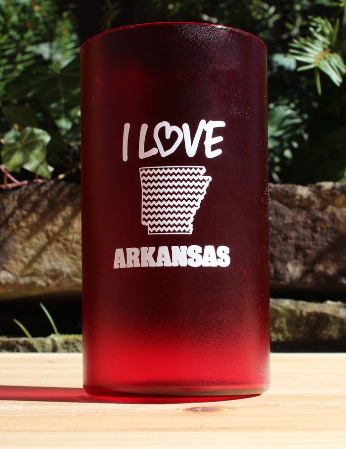 red plastic tumbler, Arkansas. Made in USA, BPA free, Bentley tumbler