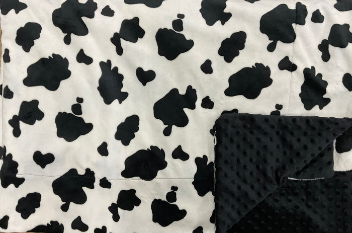 Cow Print Minky w/ black dimple dot Minky back