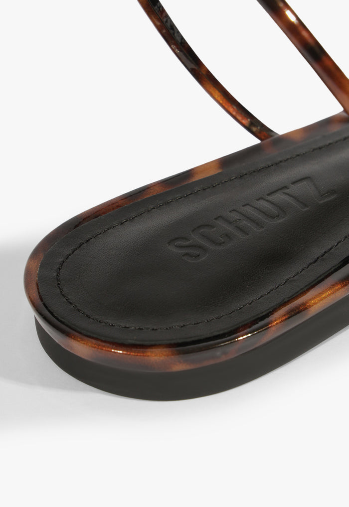 Inez Animal Print Leather Flat Sandal - Schutz Shoes