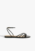 Inez Black Leather Flat Sandal 5 Black Patent - Schutz Shoes