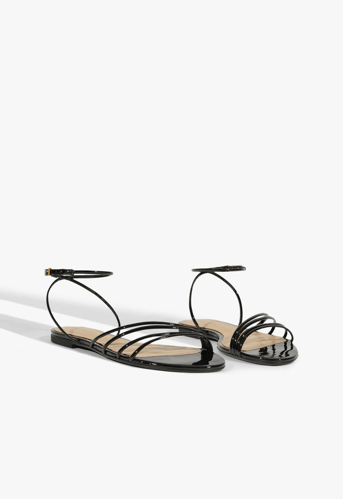 Inez Black Leather Flat Sandal - Schutz Shoes