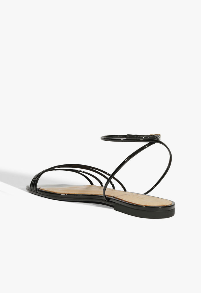 Inez Black Leather Flat Sandal - Schutz Shoes