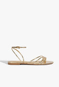 Inez Gold Leather Flat Sandal 5 Gold Metallic - Schutz Shoes
