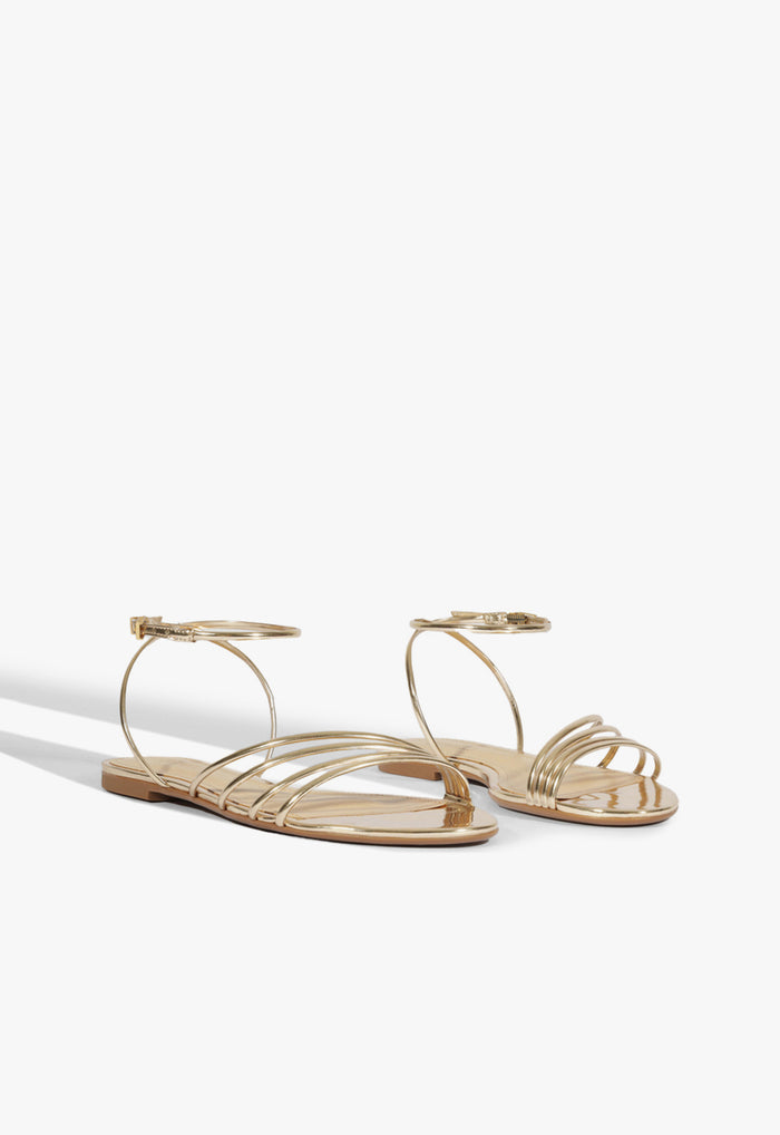 Inez Gold Leather Flat Sandal - Schutz Shoes